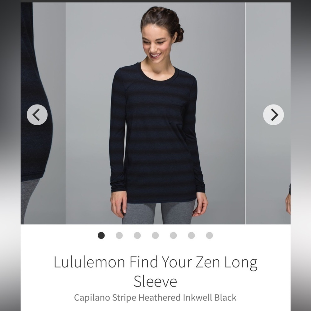 #127-LULULEMON-Find Your Zen Long Sleeve
Capilano Stripe Heathered Inkwell Black